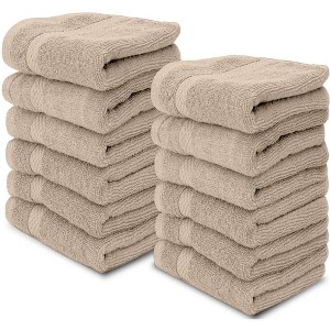 White Classic Luxury 100% Cotton Washcloths Set of 12 - 13x13" - 1 of 4