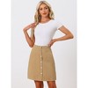Allegra K Women's Elastic Back Short Button Down Denim Skirts with Pockets - 2 of 4