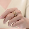 14K Gold Plated Bypass Ring with Clear Cubic Zirconia – A Radiant and Modern Design Showcasing Sparkling Stones in an Elegant Bypass Setting - 2 of 3