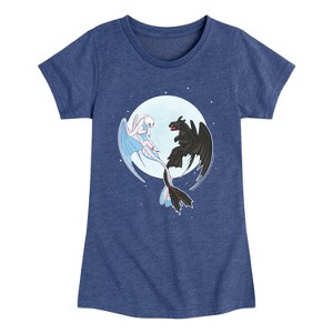 Girls' - How to Train Your Dragon - Night And Light Moon Fitted Short Sleeve Graphic T-Shirt - 1 of 4