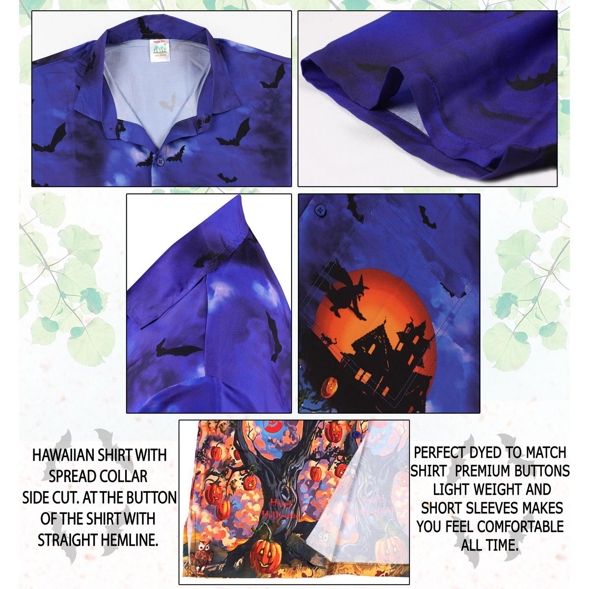 LA LEELA Men's Halloween Costumes Hawaiian Shirts Short Sleeve Button Down Shirt Mens Shirt Beach Shirts for Men Funny - thumbnail 6