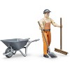 Bruder bworld Municipal Worker with Hat, Wheelbarrow, and Shovel - image 4 of 4