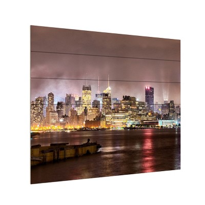 Trademark Fine Art -David Ayash 'Midtown Manhatten Over the Hudson River' Wood Slat Art
