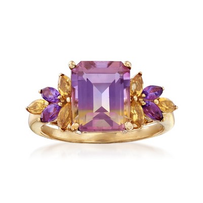 Ross-Simons 2.50 Carat Ametrine Floral Ring With Citrines and Amethysts in 14kt Yellow Gold