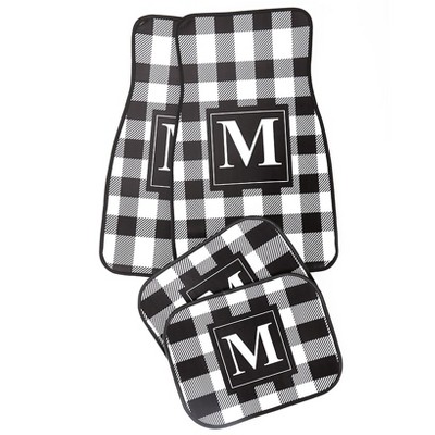 The Lakeside Collection 4-Pc. Monogram Plaid Car Mat Sets - M 4 Pieces