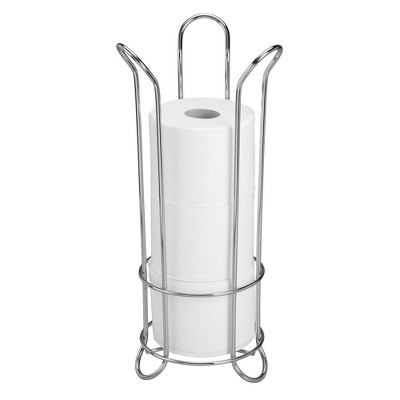 iDESIGN Classico Metal Toilet Tissue Roll Reserve Organizer for Bathroom Chrome: Stainless Steel, Freestanding Holder