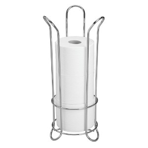 iDESIGN Classico Metal Toilet Tissue Roll Reserve Organizer for Bathroom Chrome: Stainless Steel, Freestanding Holder - 1 of 4