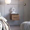 GlasFlength Nightstands Wall Mounted Bedside Table Storage Nightstand Floating Nightstand with Drawer for Room, Brown, 13.8"*13.2"*9.8" - 3 of 4