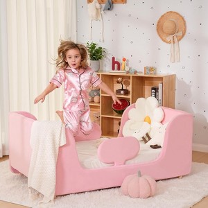 DoCred Toddler Bed,Toddler Floor Bed Frame with Removable Guard Rails, Kids Bed for Girls and Boys - 1 of 4