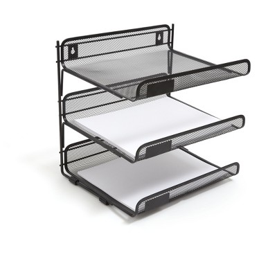 MyOfficeInnovations 3 Compartment Wire Mesh File Organizer 24402462