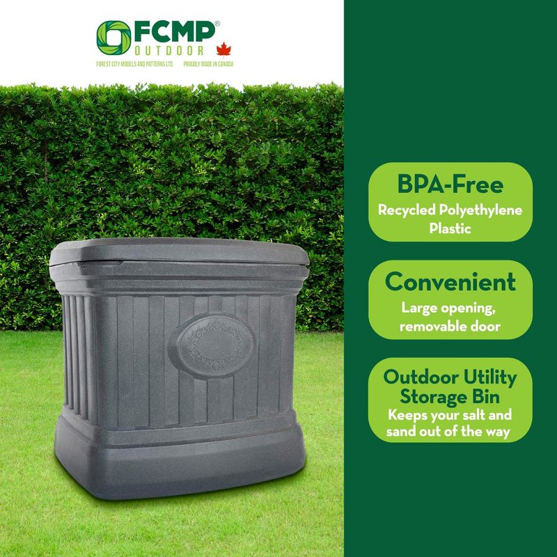 FCMP 26 Gallon Ice Melt Outdoor Storage Bin Container for Sand, Salt, Gardening Supplies, Animal Bird, Bird Seed, and More, Gray, 3 of 7