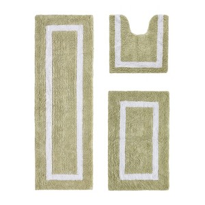 Hotel Bath Rug 100% Premium Cotton Tufted Weave Two Tone Reversible 3 Piece Bathroom Rug Set, Super Soft & Water Absorbent, Machine Washable Bathmat - 1 of 4