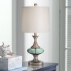 360 Lighting Reiner Modern Accent Table Lamp 23" High Brushed Nickel Blue Green Glass with Dimmer Off White Drum Shade for Bedroom Living Room House - 2 of 4