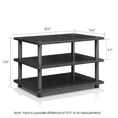 Easy Assembly 3-Tier Corner TV Stand in Black Wood