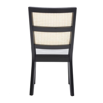 Black and Natural Woven Rattan Back Dining Chair Set