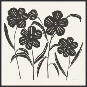 30" x 30" Floral Simplicity I Cream by Danhui Nai Framed Canvas Wall Art Print - Amanti Art: Botanical Lithograph, Modern Decor - 1 of 4