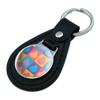 Peeps In Squares In Four Colors Black Leather Keychain - 2 of 3