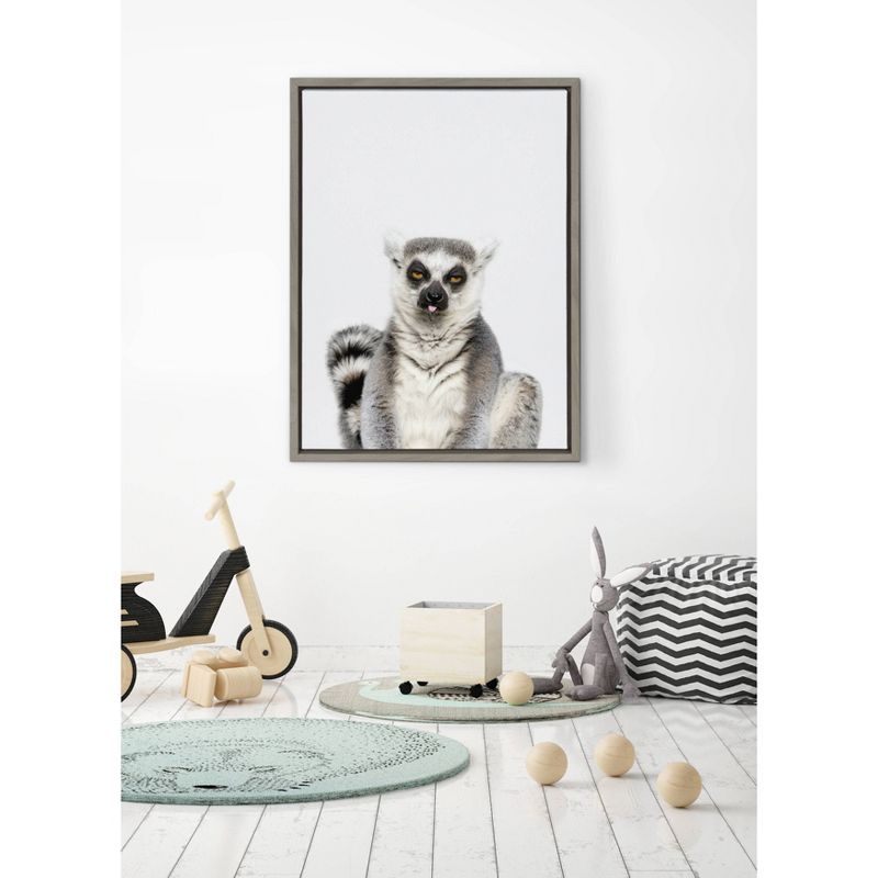 18&#34; x 24&#34; Sylvie Sitting Lemur Tongue Out Framed Canvas Wall Art by Amy Peterson Gray - DesignOvation, 6 of 8