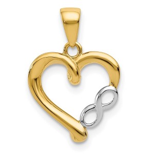 Black Bow Jewelry 14k Yellow Gold and White Rhodium Infinity Heart Pendant, 13mm - 1 of 4