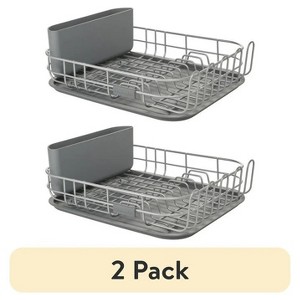LunaLulinlk (2 pack) Low Profile Metal Stacking Dish Drying Rack, Charcoal Gray - 1 of 4