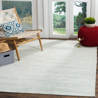 Light Blue Hand-Knotted Wool and Viscose Area Rug 8' x 10'