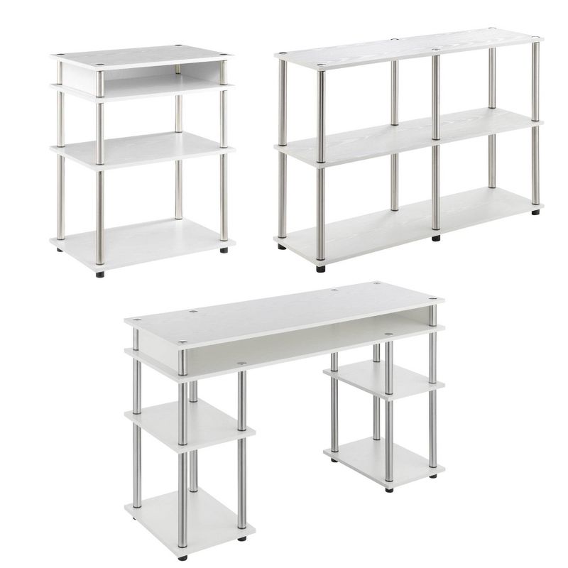 Breighton Home Designs2Go No Tools Desk Printer Stand and Console Table Set White, 5 of 7