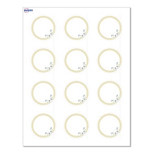 Avery Labels, 2" Diameter, Matte Gold Border w/ Florals, 120ct - 1 of 4