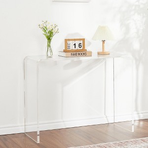 Transparent Acrylic Console Table – Modern Narrow Side Table | Compact Clear Accent Furniture for Living/Dining Room| 38.2" L x 15" W x 29.3" H - 1 of 4