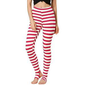 INSPIRE CHIC Women's Printed Stripe High Waist Elastic Waistband Yoga Stirrup Pants - 1 of 4