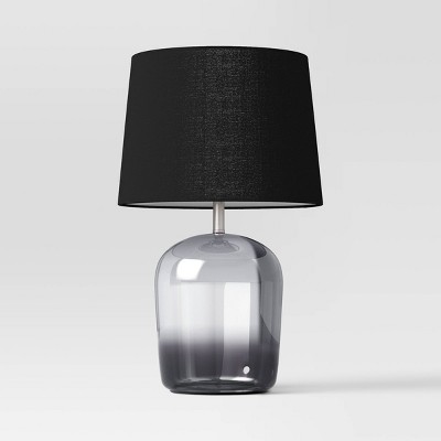 Smoked glass bedside on sale table lamp