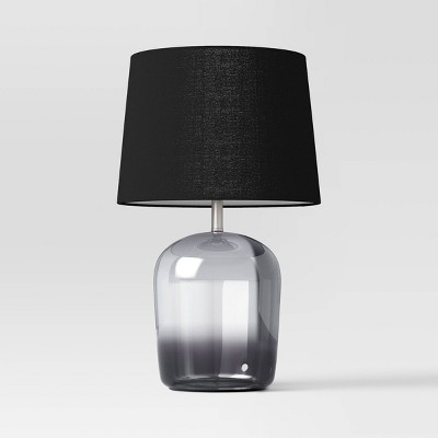 Настольная лампа из дымчатого стекла, черная (со светодиодной лампочкой) — порог
