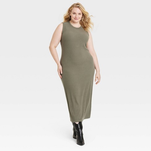 Olive green bodycon midi dress best sale