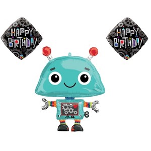 LOONBALLOON Robot AI Theme Balloon Set, 29 Inch Robot Balloon; Birthday and Robot Cogwheels Balloons - 1 of 1