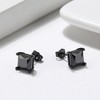 Princess Black Stud Earrings Cubic Zirconia Sterling Silver Ginger Lyne Collection - 2 of 4