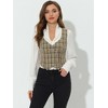 Allegra K Women's Plaid Vintage Steampunk Waistcoat Suit Vest - 3 of 4