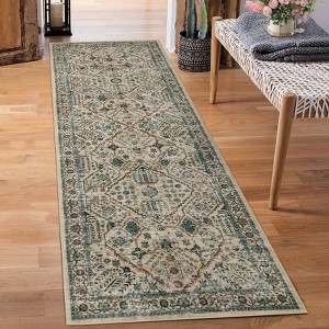 Vintage Area Rug Non Slip & Machine Washable boho Printed Farmhouse Large Room Carpet for Living Room, Bedroom Home Office Decor - 1 of 4