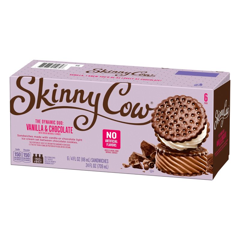 Skinny Cow Vanilla Chocolate Ice Cream Sandwich - 6pk, 5 of 10