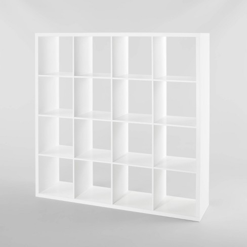 Better Homes & Gardens 16-Cube Square Storage Organizer, Multiple Finishes, Size: Large 57.40 x W 15.35 x H 56.85, White