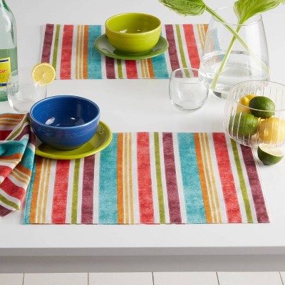 Cameron Stripe Fabric Placemat 4pc Set - Fiesta