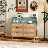 6-Drawers Rattan Storage Cabinet with LED Lights and Power Outlet, Decorative Storage Cabinet for Bedroom and Living Room - The Pop Home - 2 of 4