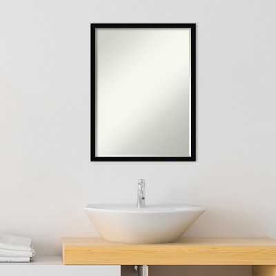 Svelte Noir Black Petite Bevel Wood Bathroom Mirror