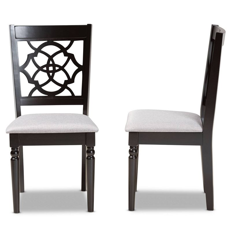Set of 2 Renaud Dining Chair Gray/Dark Brown - Baxton Studio: Upholstered, Wood Frame, Armless, 4 of 9