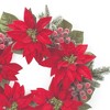 Poinsettia Flower Pine Wreath 24.5"D - 2 of 3