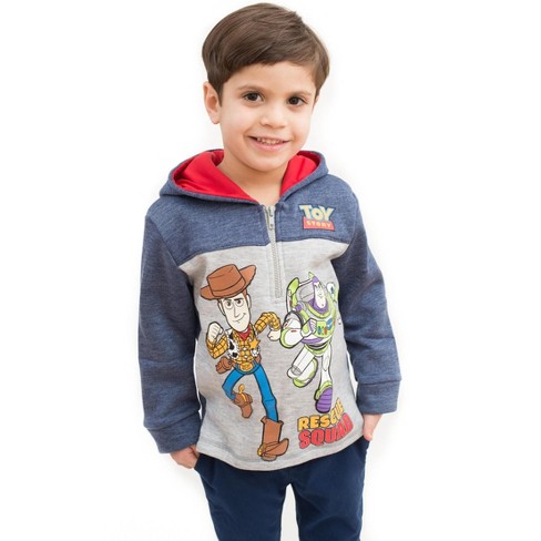 Disney Pixar Toy Story Woody Buzz Lightyear Toddler Boys Fleece Half Zip  Hoodie 4T