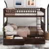 RISOKEYS Full-Over-Full Convertible Beds, Bunk Bed with 2 Storage Drawers and Ladder, Can be Devided into 2 Beds, No Spring Box Needed, Espresso - 4 of 4