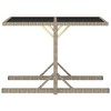 vidaXL Patio Table Patio Garden Table for Picnic with Glass Top PE Rattan Beige - 2 of 4