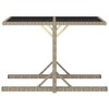 vidaXL Patio Table Patio Garden Table for Picnic with Glass Top PE Rattan Beige - image 2 of 4