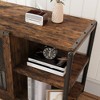 TV Stand-Industrial Entertainment Center with 2 Mesh Doors, Wood Rustic TV Console, 2 Tier Farmhouse TV Table for Living Room, Bedroom - 2 of 4