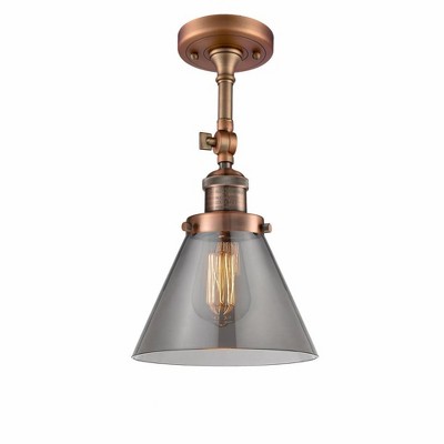 Cone - 1 Light Semi-Flush Mount In Industrial Style-14.5 Inches Tall and 7.75 Inches Wide