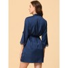 cheibear Women's Satin Silky Lounge Nightdress with Robe 2 Pcs Sleepwear Pajama Sets - 3 of 4